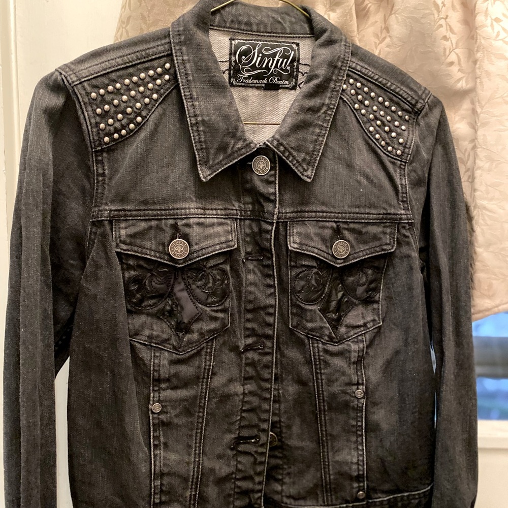 Sinful black jean jacket